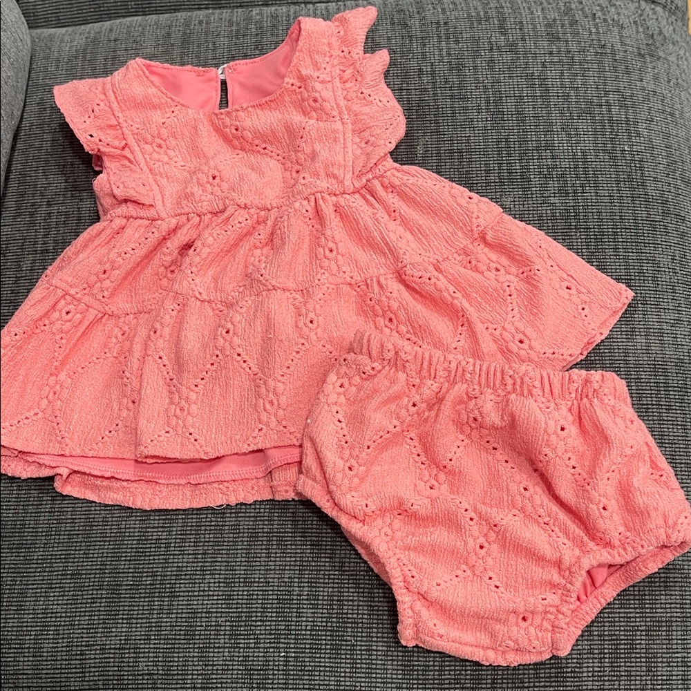 Pink Baby Dress and Bloomers Set